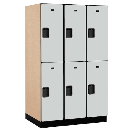 Salsbury Industries Wardrobe Locker, 45" W, 24" D, 76" H, (3) Wide, (6) Openings, Gray 22364GRY